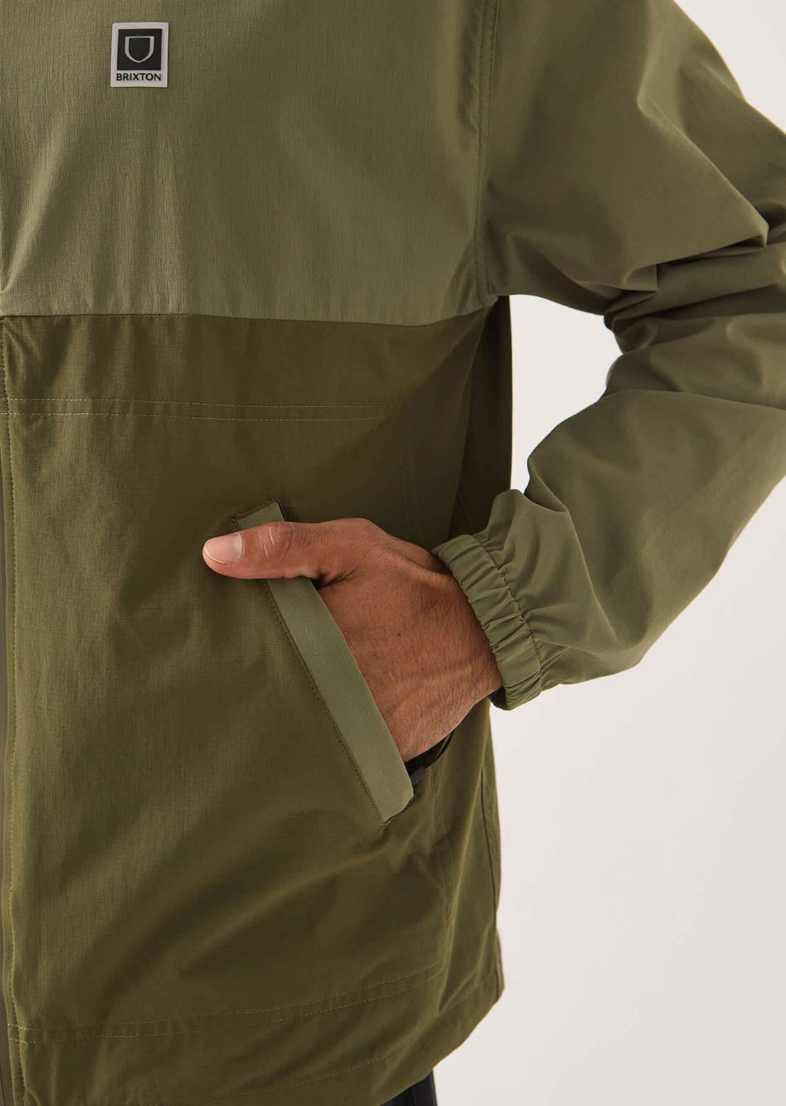 Brixton Men's Journey Zip Jacket Dark Olive/Olive Surplus