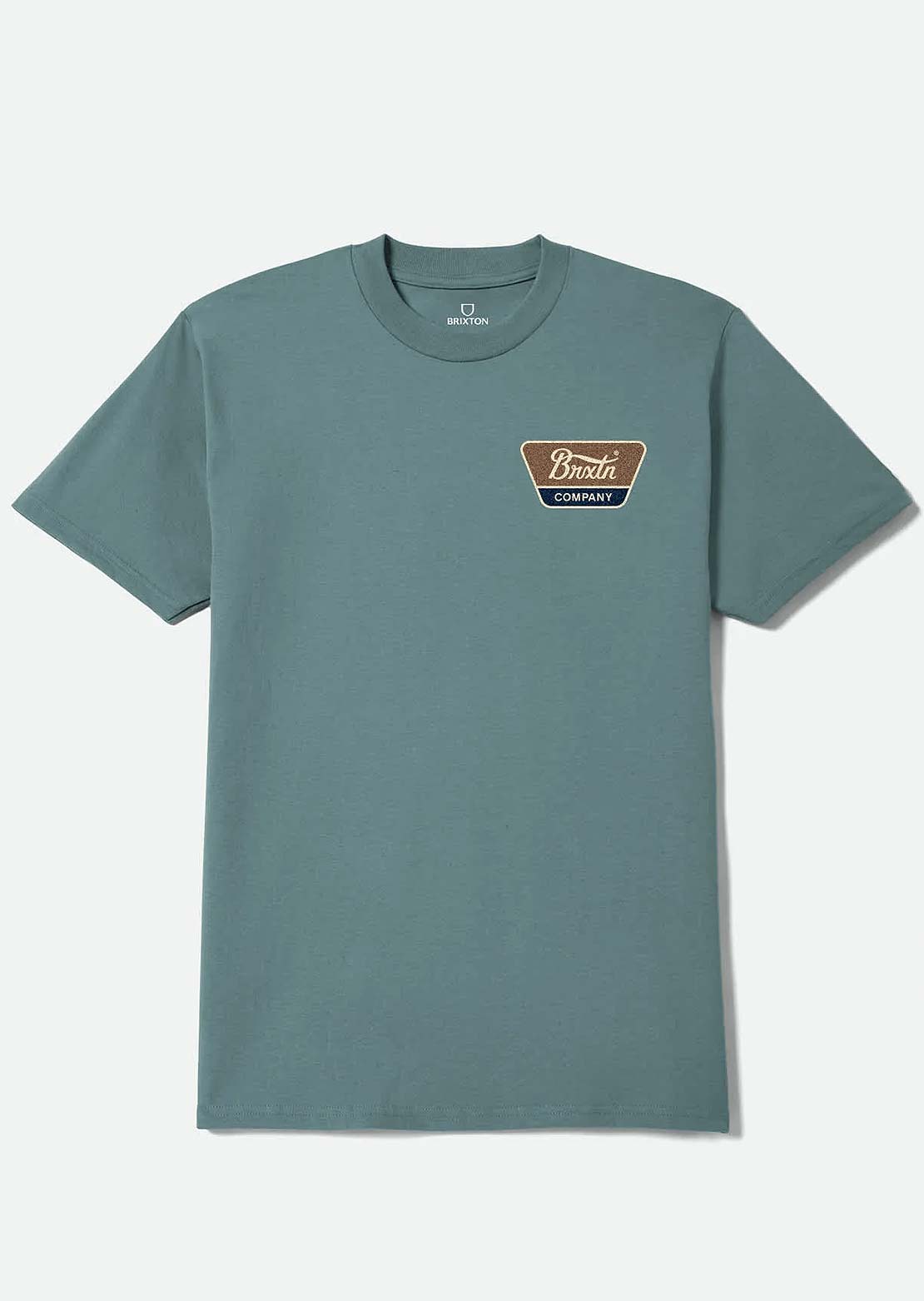 Brixton Men's Linwood Standard T-Shirt Ocean Breeze/Brown/Dark Navy