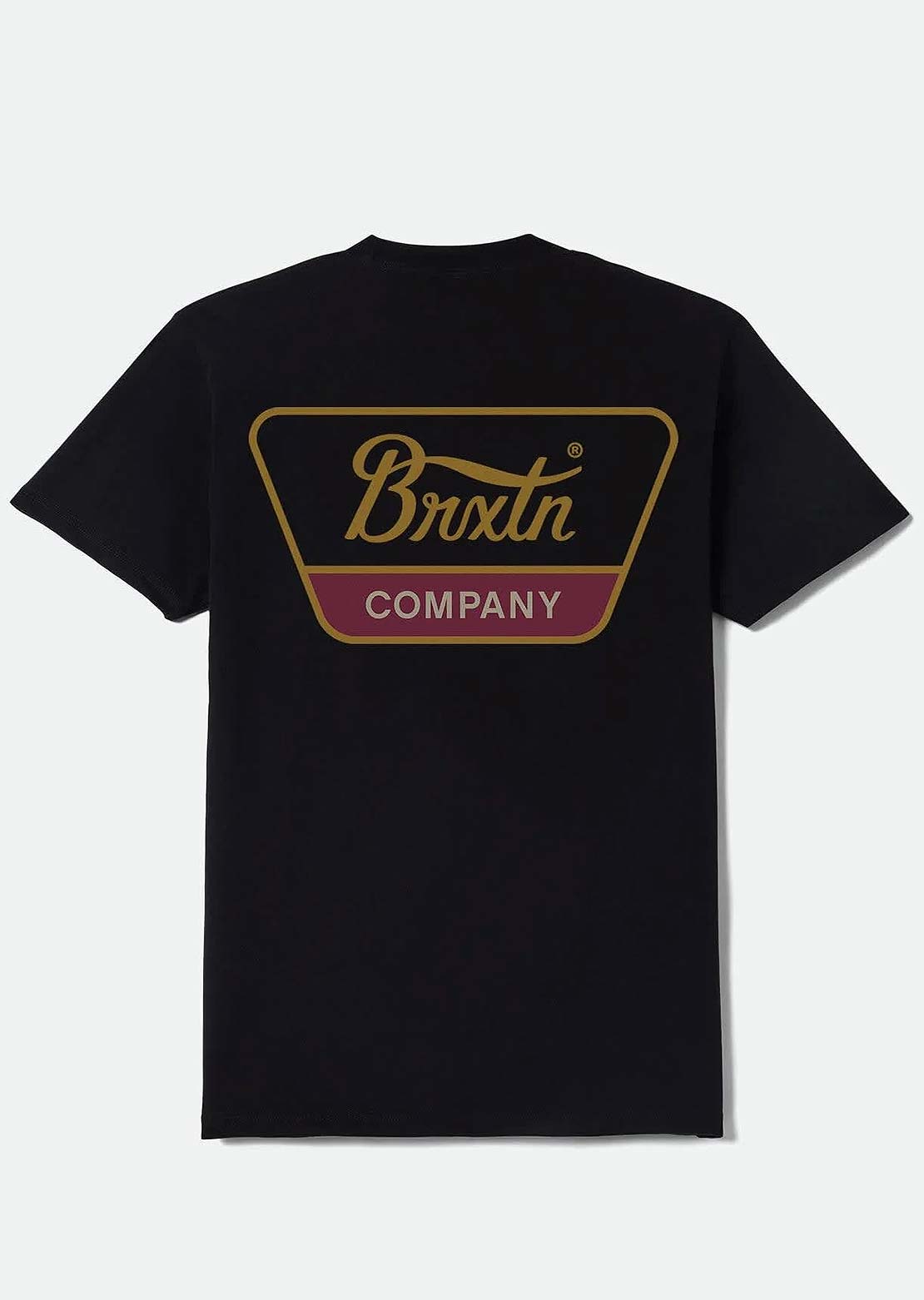 Brixton Men's Linwood Standard T-Shirt Black/Metal Bronze/Red Mahogan
