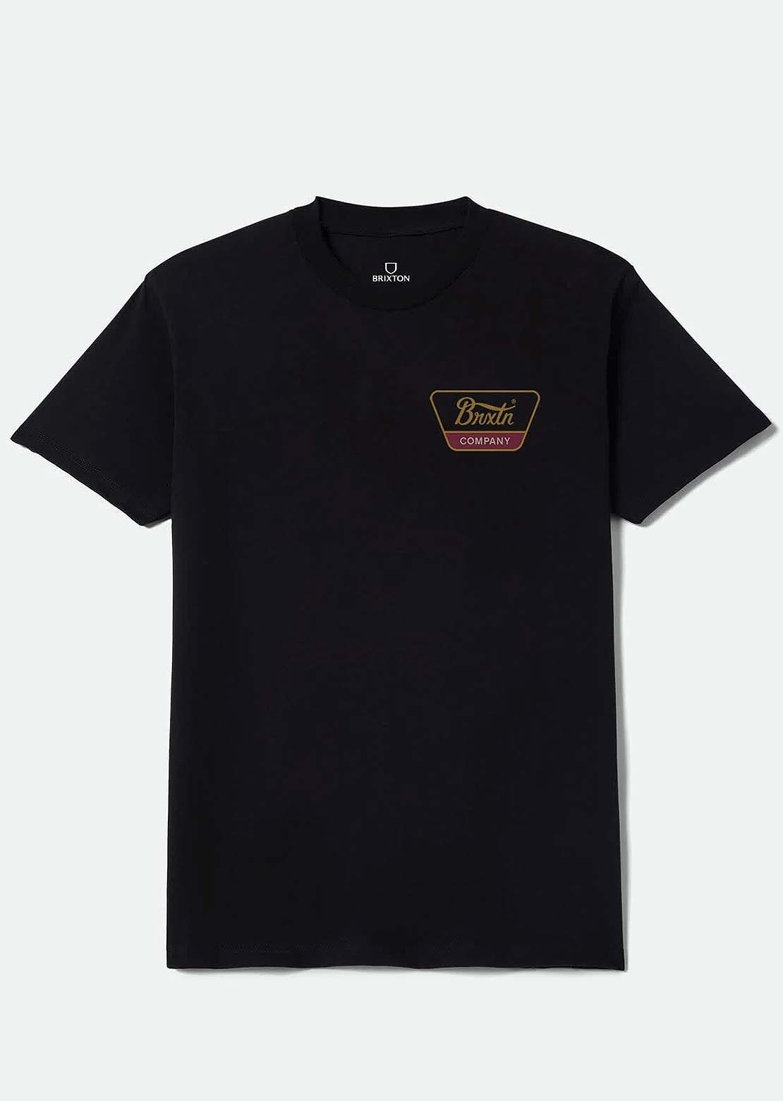 Brixton Men's Linwood Standard T-Shirt Black/Metal Bronze/Red Mahogan