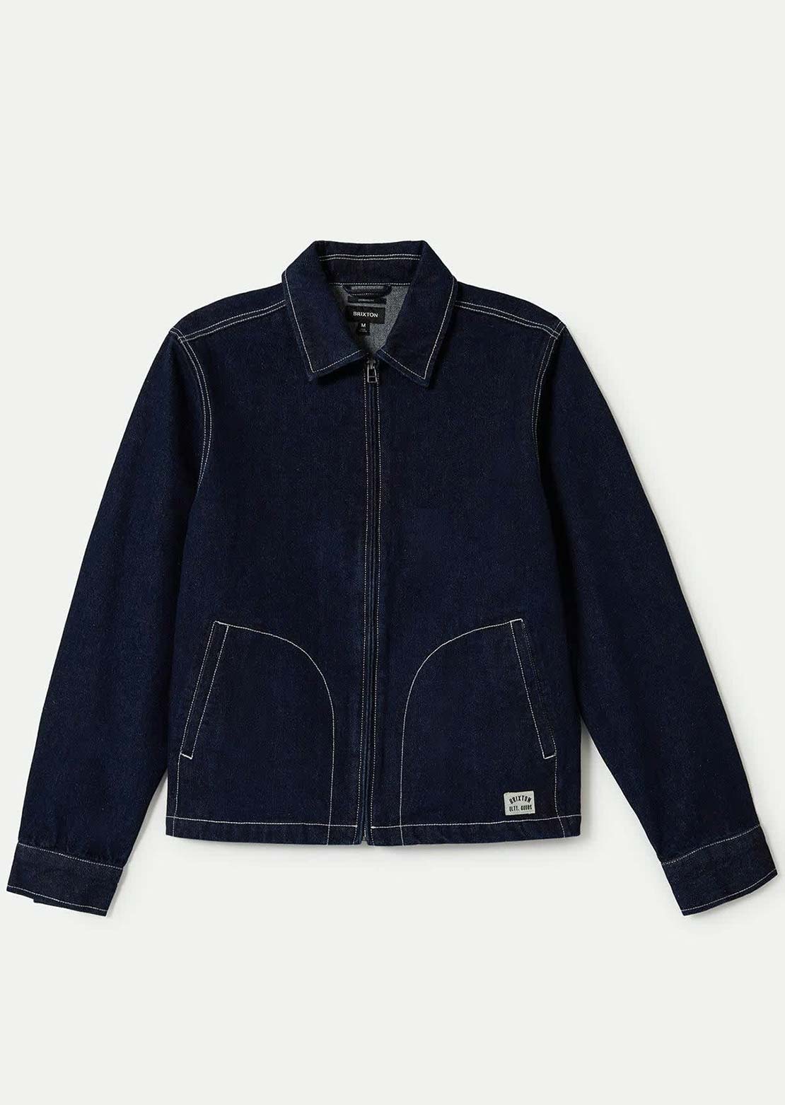 Brixton Men's Mechanic Garage Zip Jacket Rinse Denim