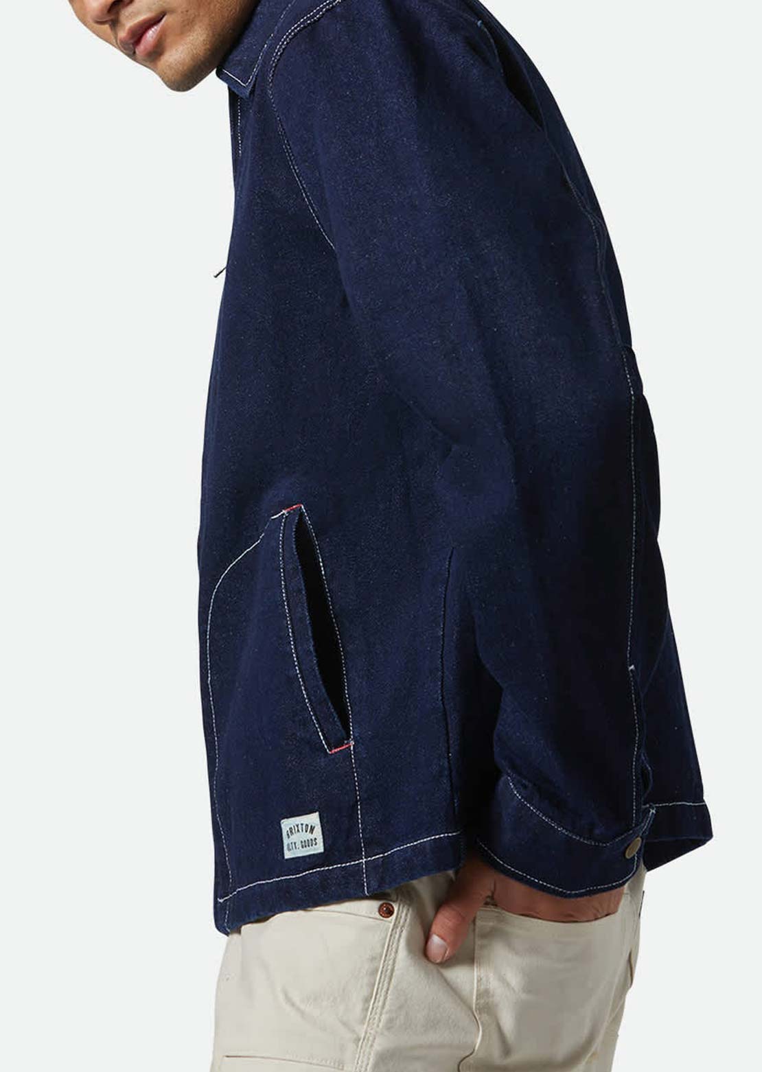 Brixton Men's Mechanic Garage Zip Jacket Rinse Denim