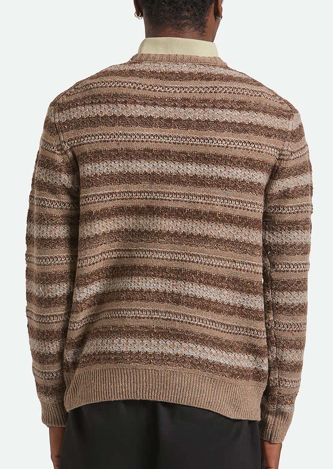 Brixton Men's Midnight Crew Sweater Multi Neutral Stripe
