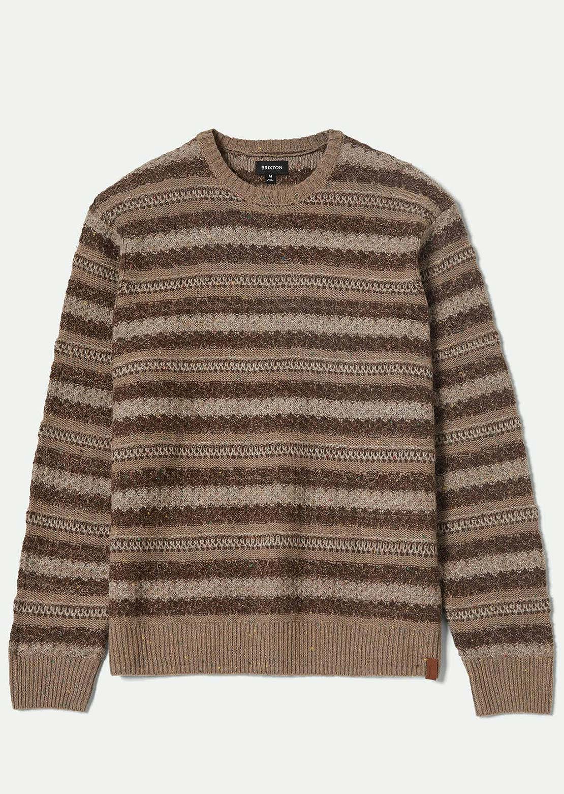 Brixton Men's Midnight Crew Sweater Multi Neutral Stripe