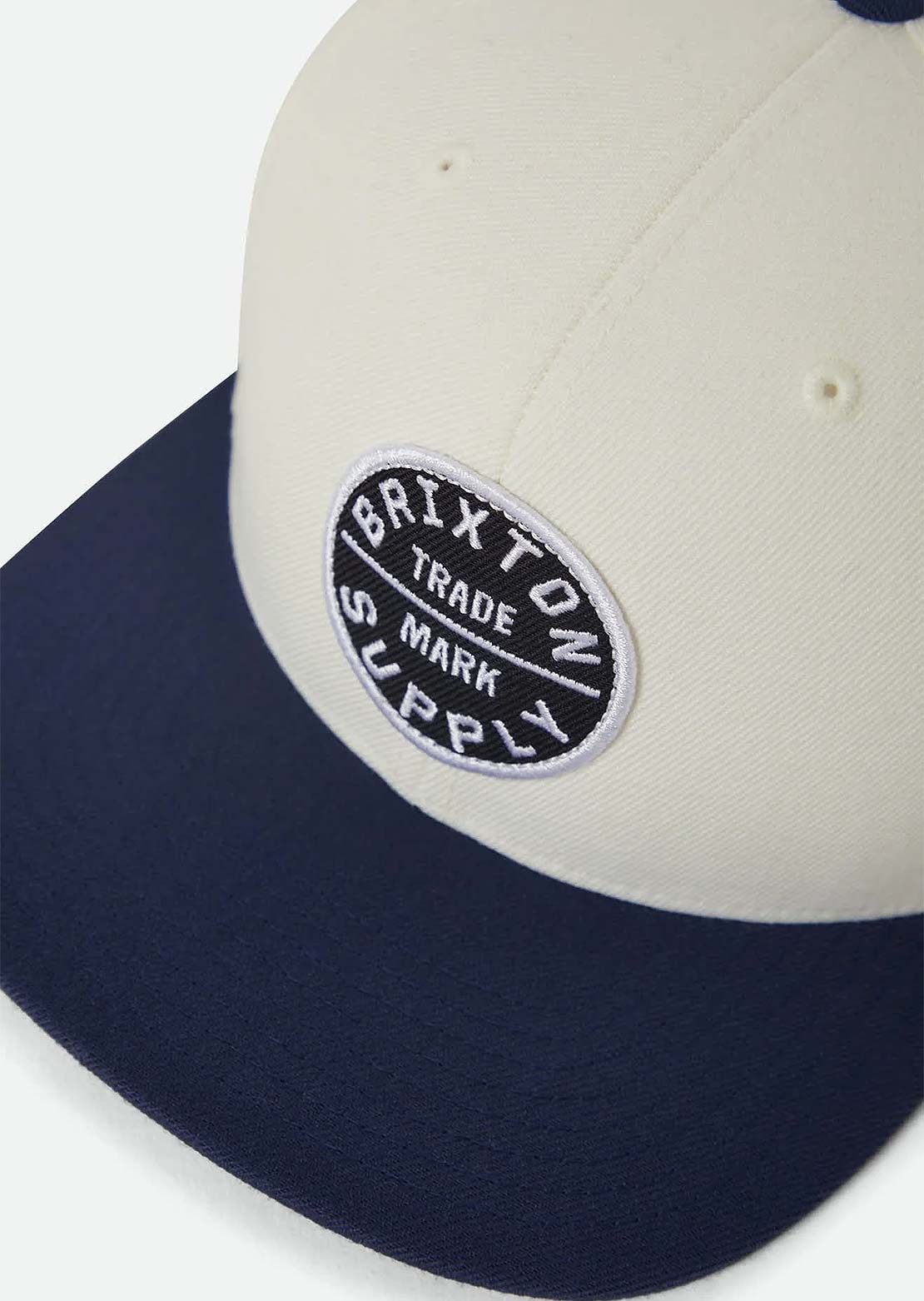 Brixton Men's Oath III Snapback Cap Off White/Midnight Blue