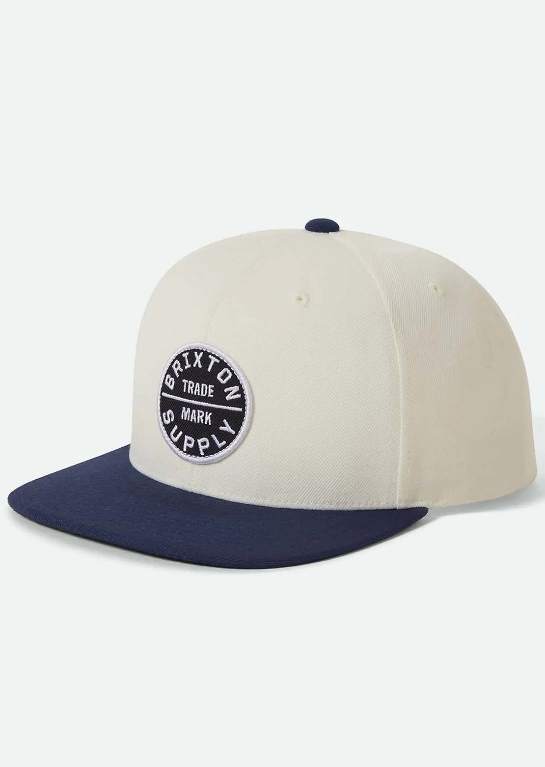 Brixton Men's Oath III Snapback Cap Off White/Midnight Blue