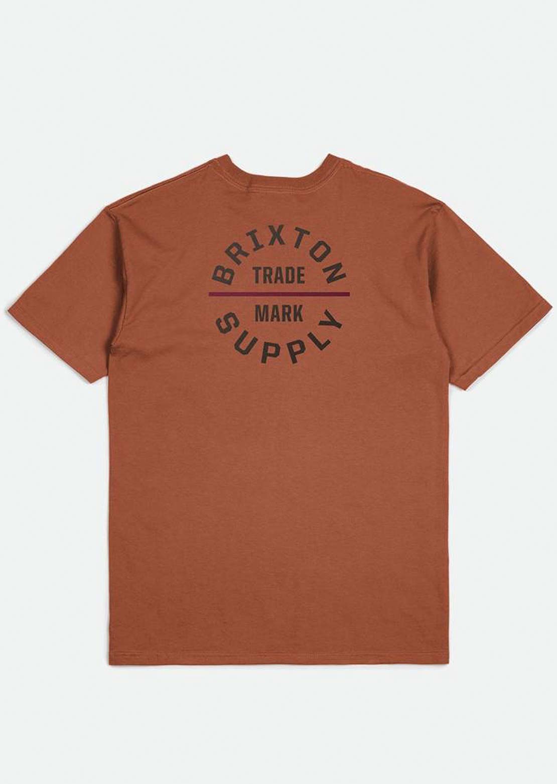 Brixton Men&#39;s Oath V Short Sleeve Standard T-Shirt Terracotta/Washed Black/Cranberry