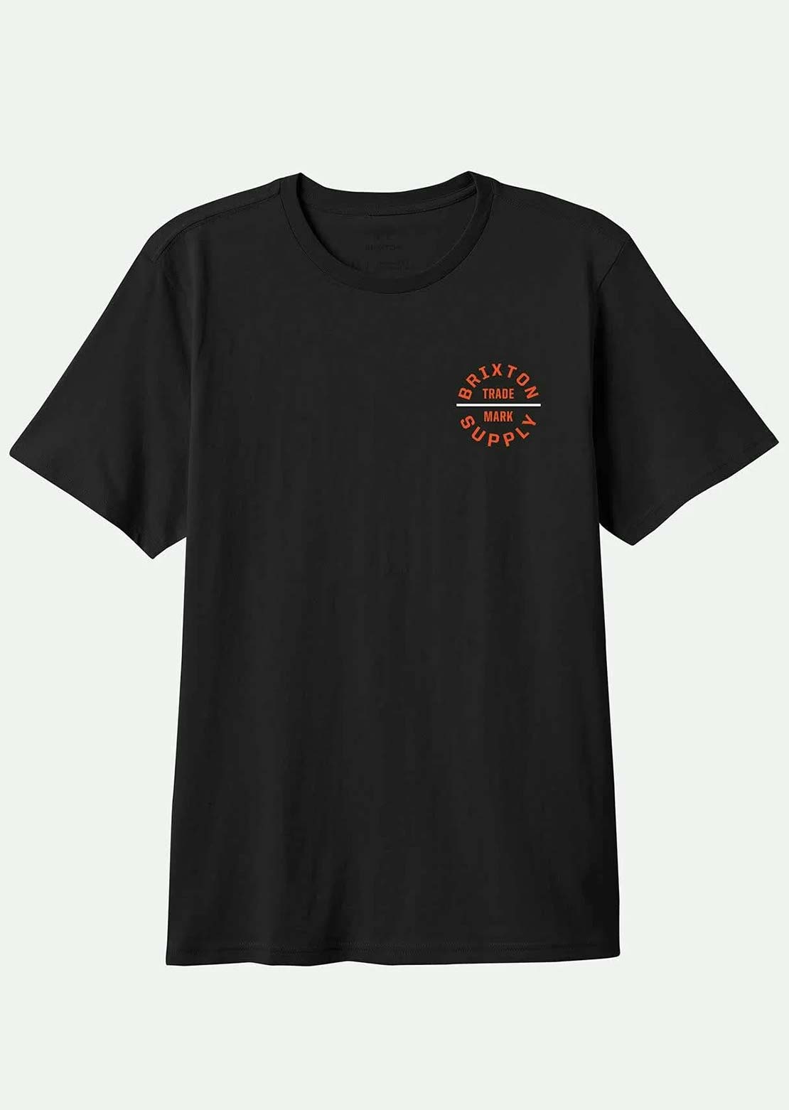 Brixton Men's Oath V T-Shirt Black/Classic Orange/White