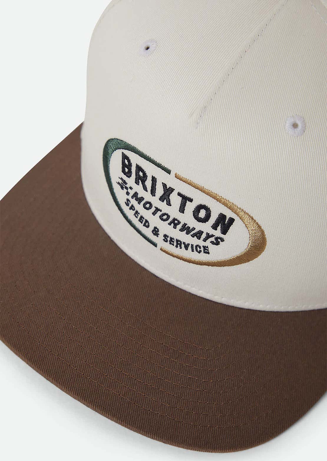 Brixton Men's Rhett MP Snapback Cap Off White/Pinecone/Brown