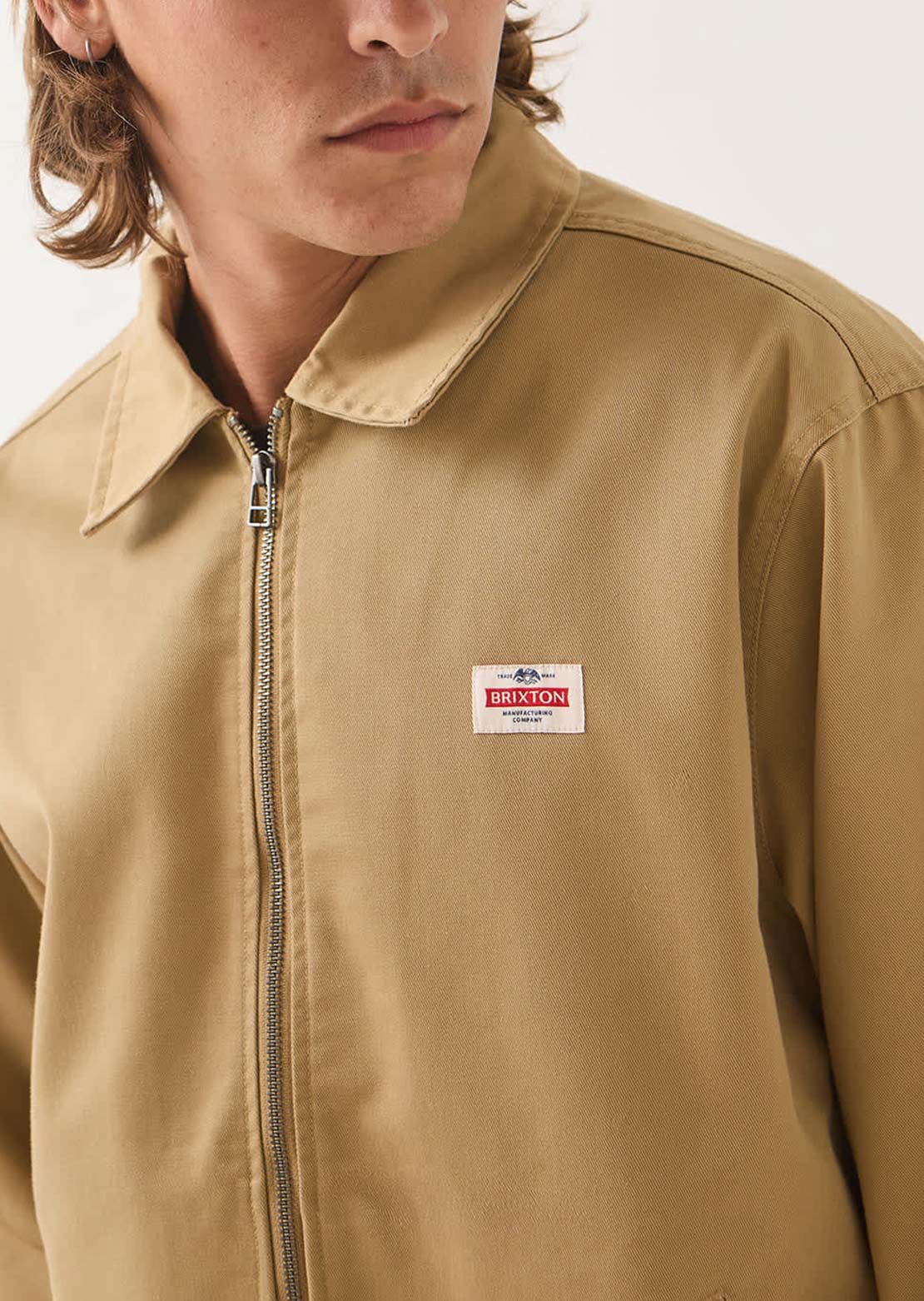 Brixton Men's Trademark Lightweight Garage Zip Jacket British Khaki