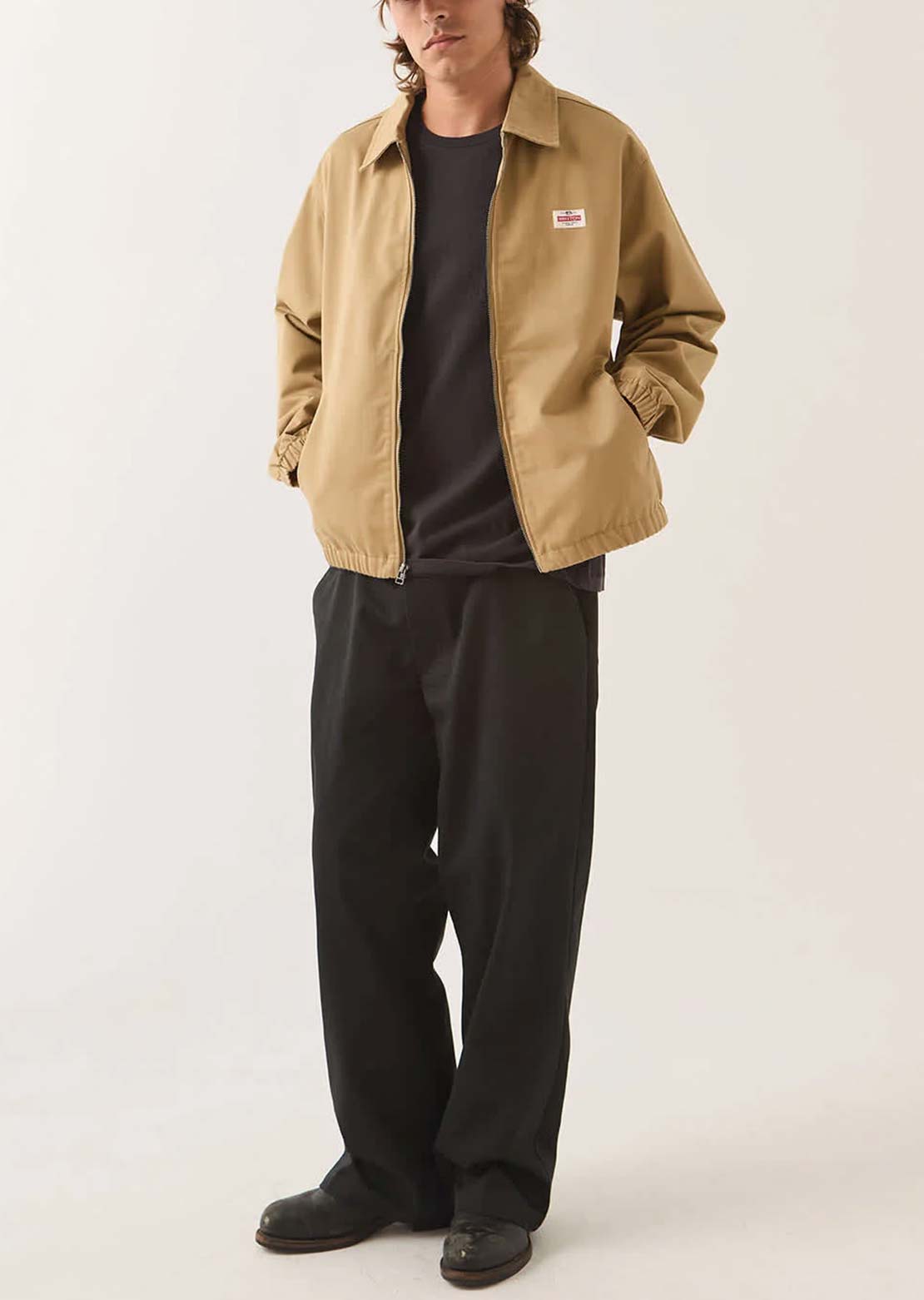 Brixton Men's Trademark Lightweight Garage Zip Jacket British Khaki