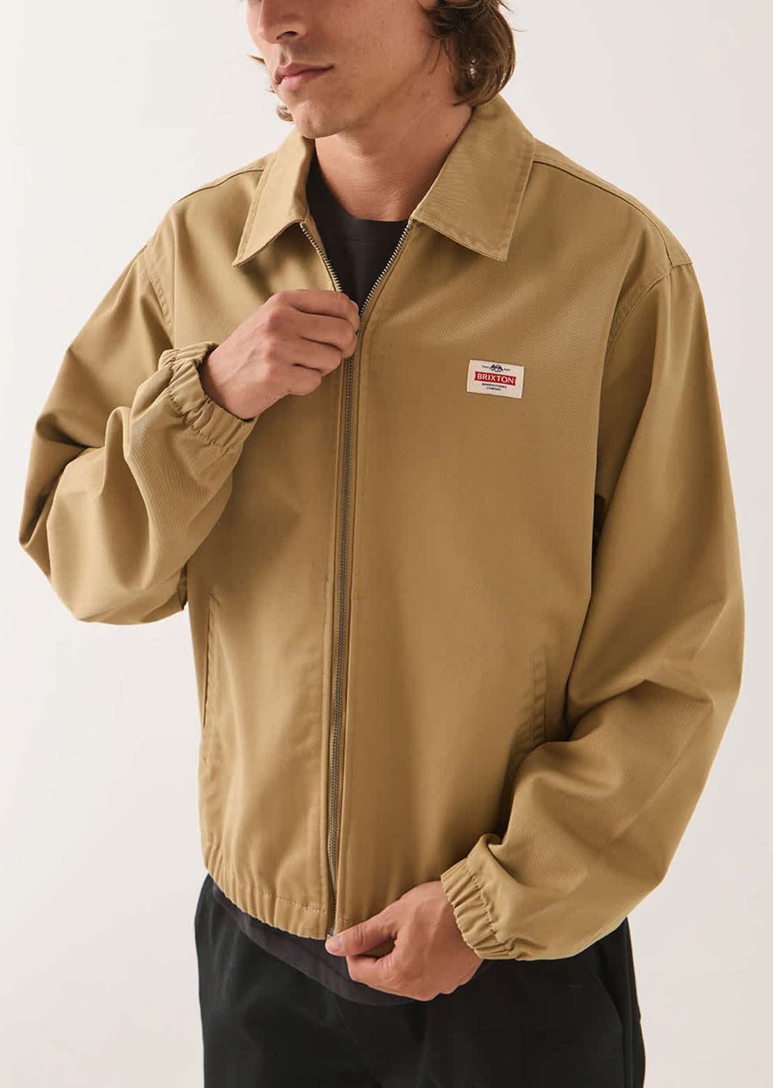 Brixton Men's Trademark Lightweight Garage Zip Jacket British Khaki