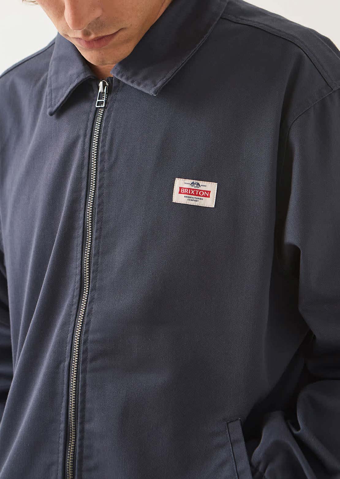 Brixton Men's Trademark Lightweight Garage Zip Jacket Washed Navy