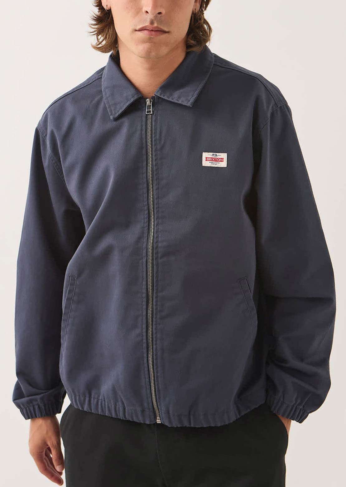 Brixton Men's Trademark Lightweight Garage Zip Jacket Washed Navy