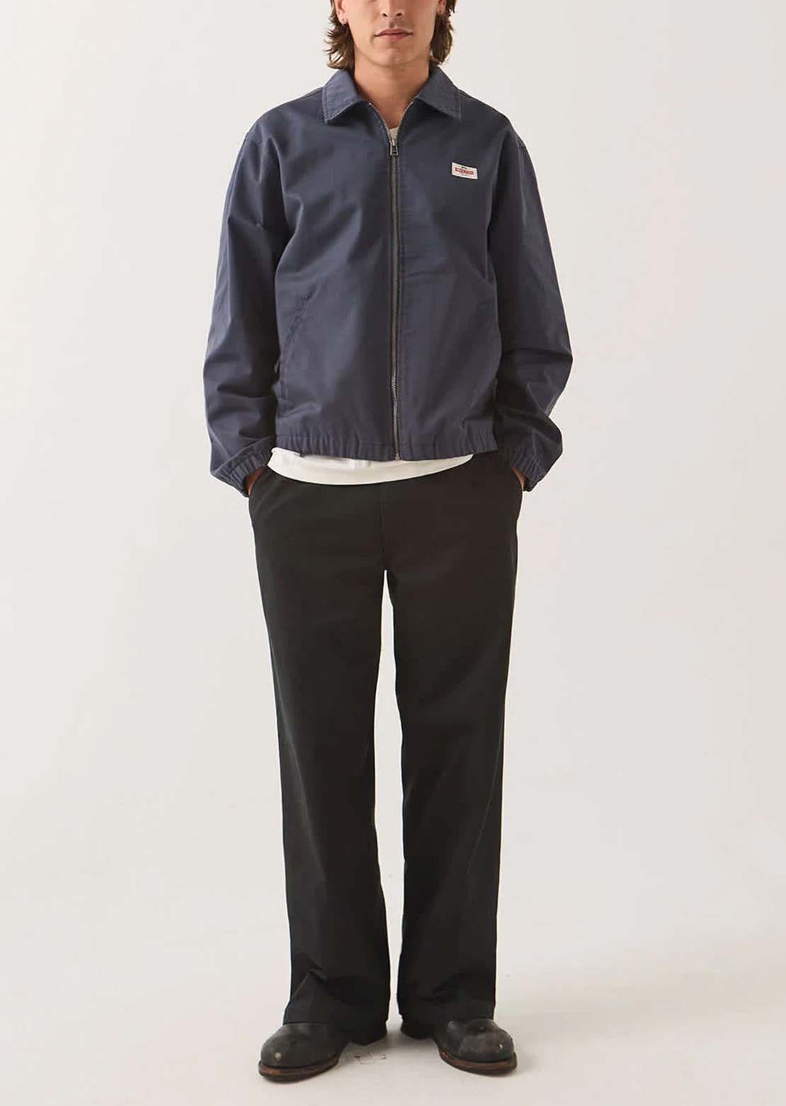 Brixton Men's Trademark Lightweight Garage Zip Jacket Washed Navy