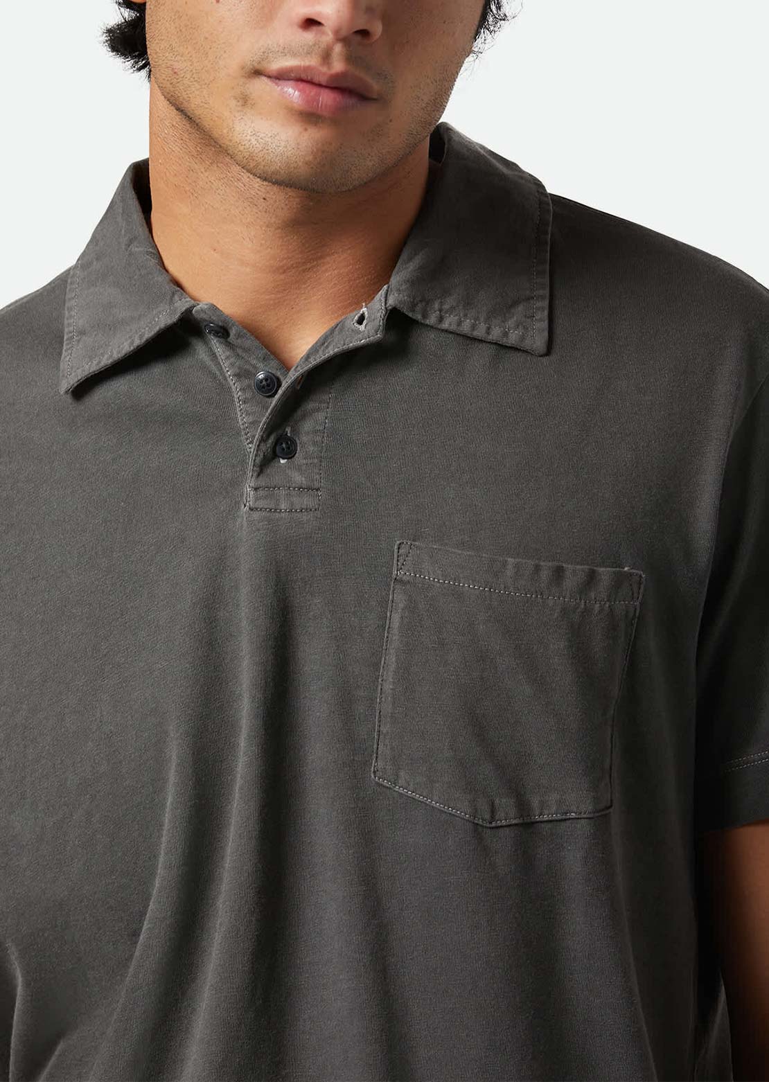 Brixton Men's Vintage Wash Knit Polo Washed Black