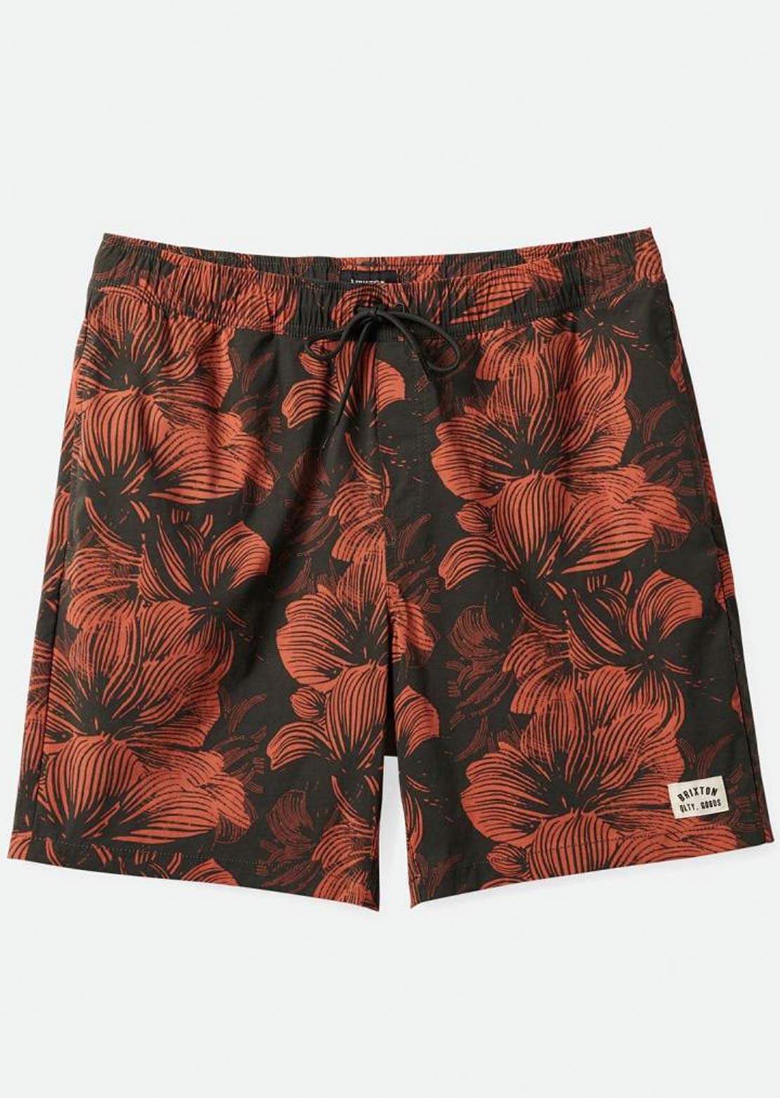 Brixton Men's Voyage 18" Shorts Washed Black/Terracotta Floral