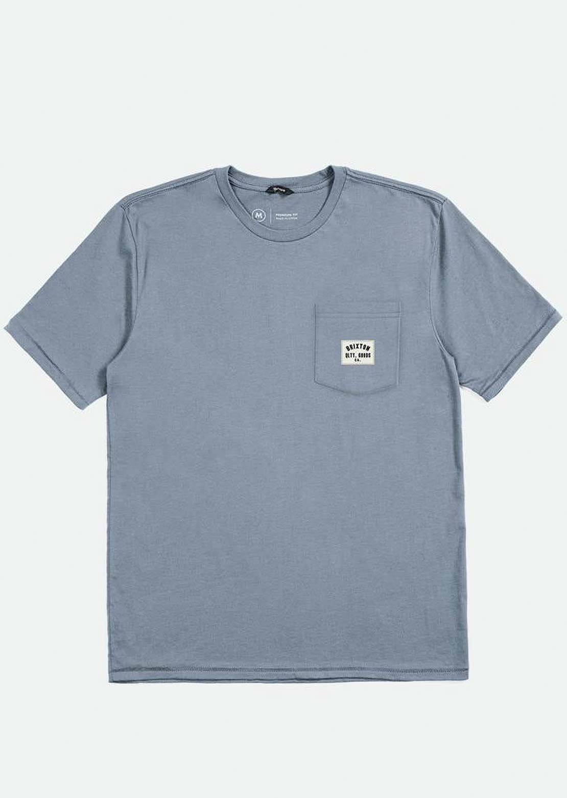 Brixton Men&#39;s Woodburn Short Sleeve Tailored Pocket T-Shirt Dusty Blue