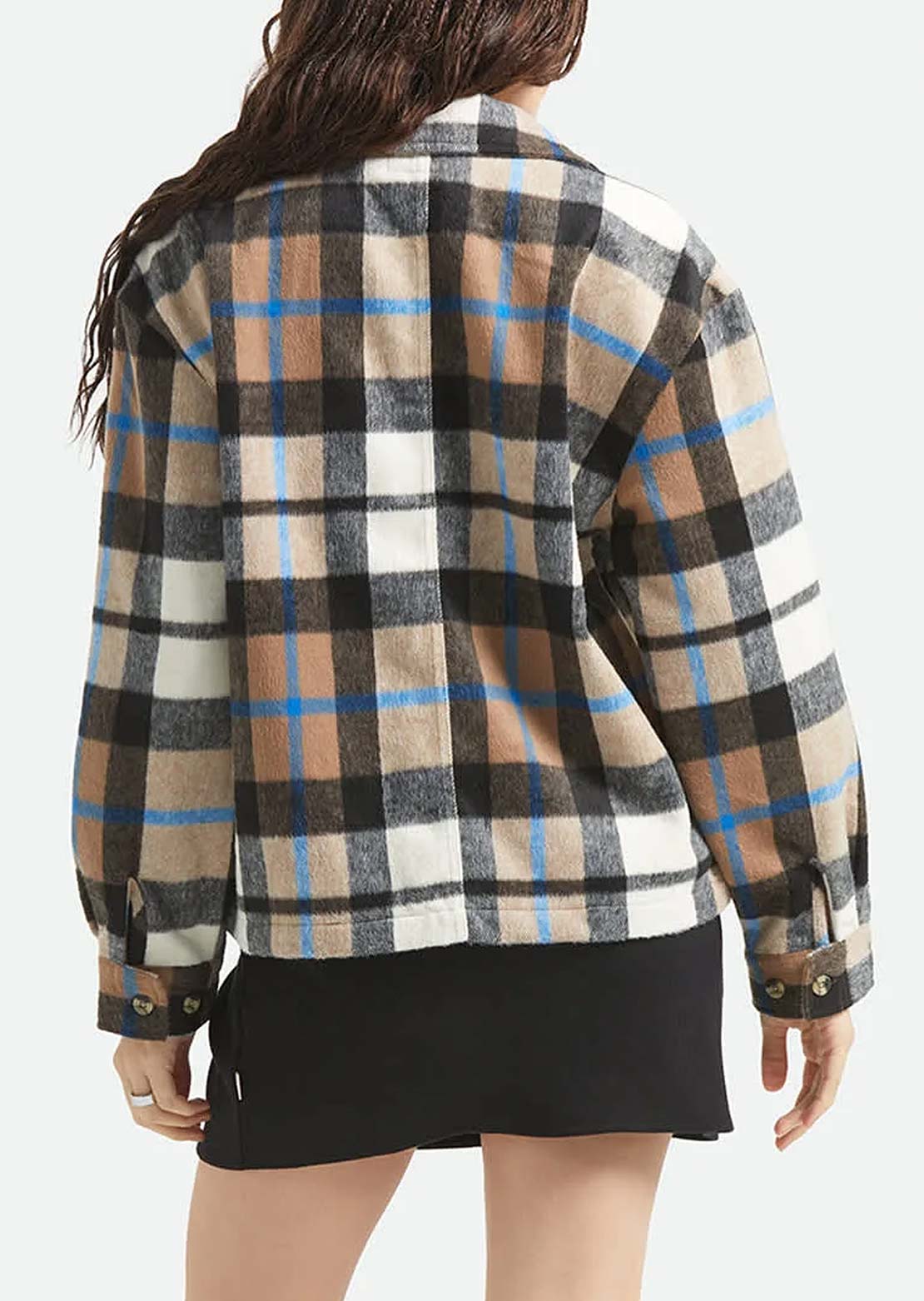 Brixton Women's Bowery Soft Brushed Flannel Button Up Shirt Washed Black Sand