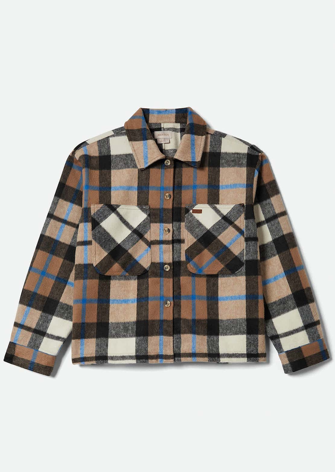 Brixton Women's Bowery Soft Brushed Flannel Button Up Shirt Washed Black Sand