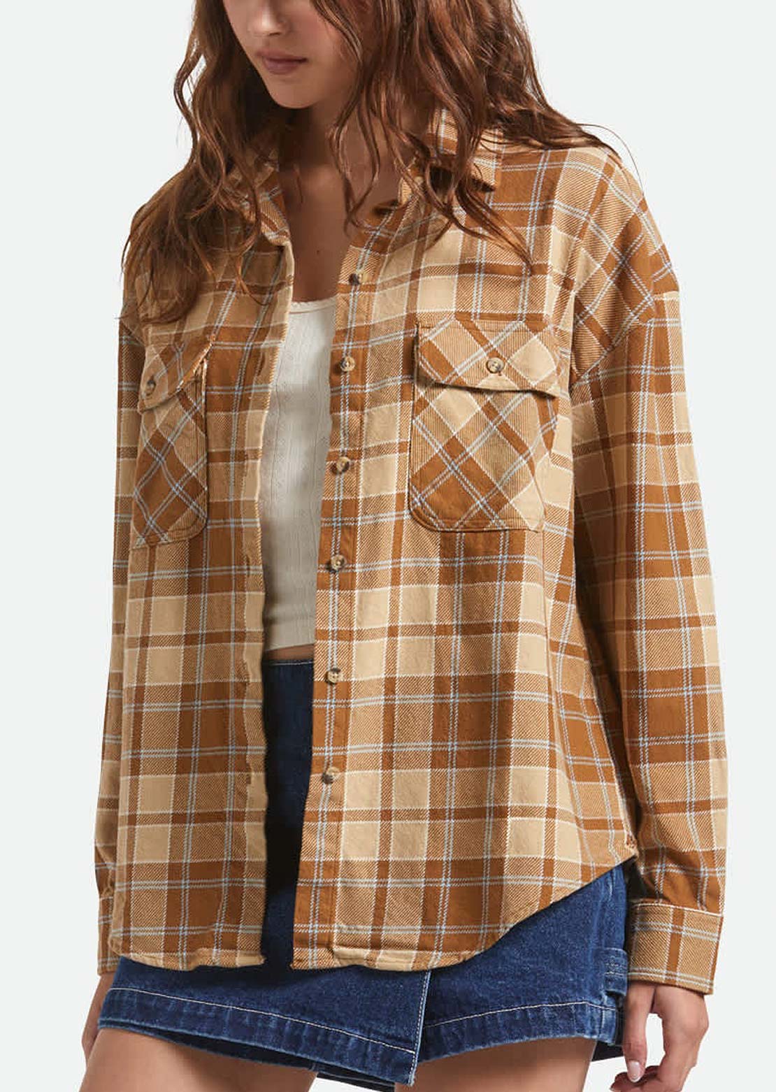 Brixton Women's Bowery Vintage Button Up Shirt Washed Copper
