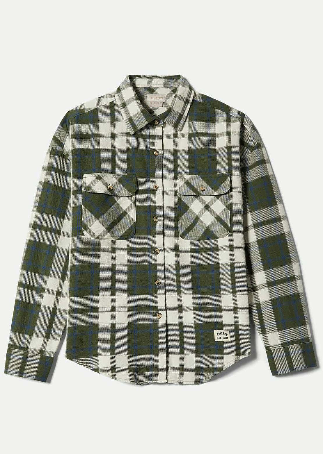 Brixton Women's Bowery Vintage Long Sleeve Button Up Shirt Green/Blue