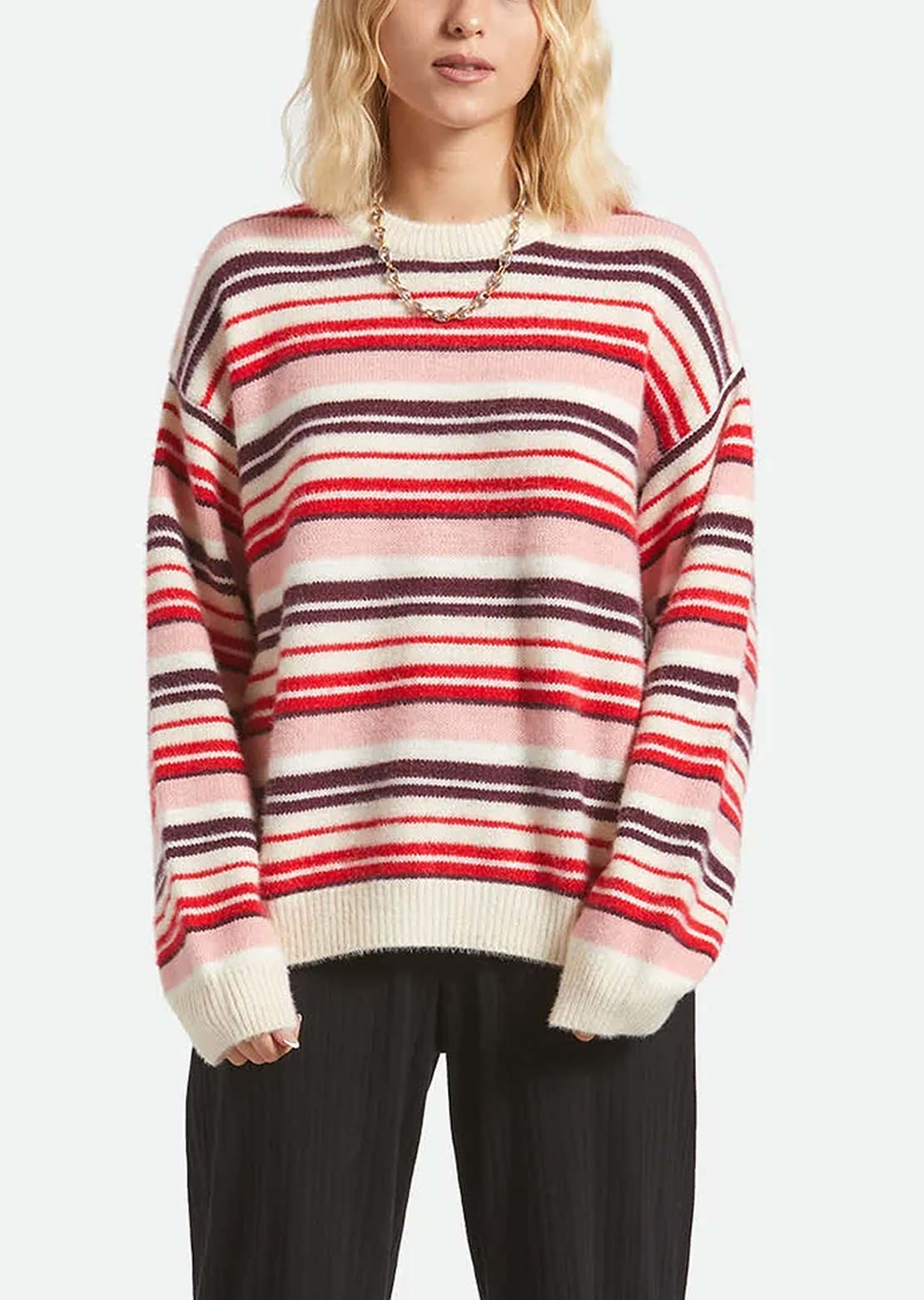 Brixton Women's Cozy Crew Sweater Multi Stripe