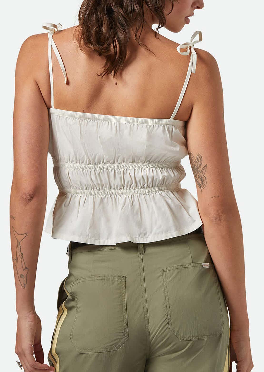 Brixton Women's Eden Smocked Top OFf White