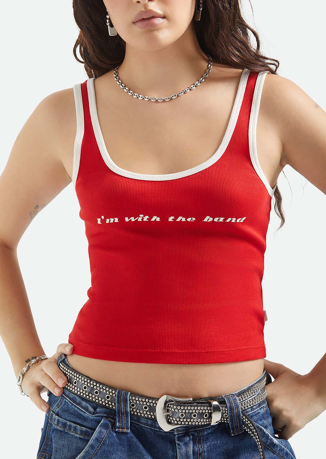 Brixton Women's I'm With The Band Ringer A-Tank Adrenaline Rush