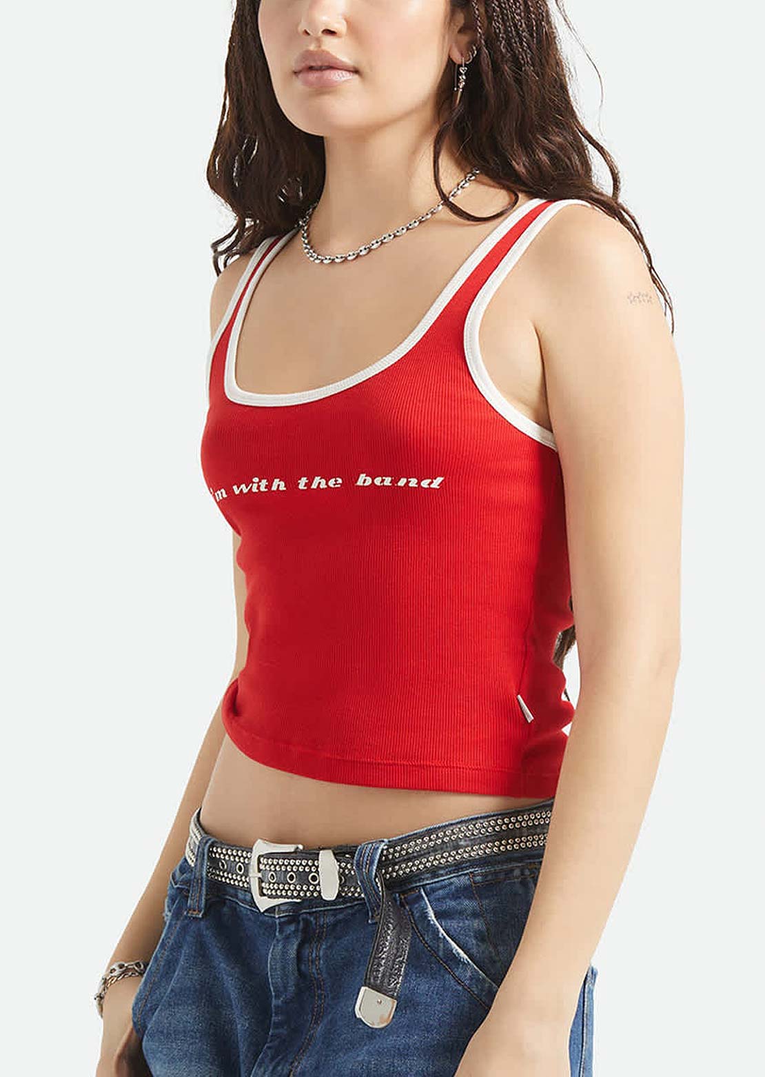 Brixton Women's I'm With The Band Ringer A-Tank Adrenaline Rush