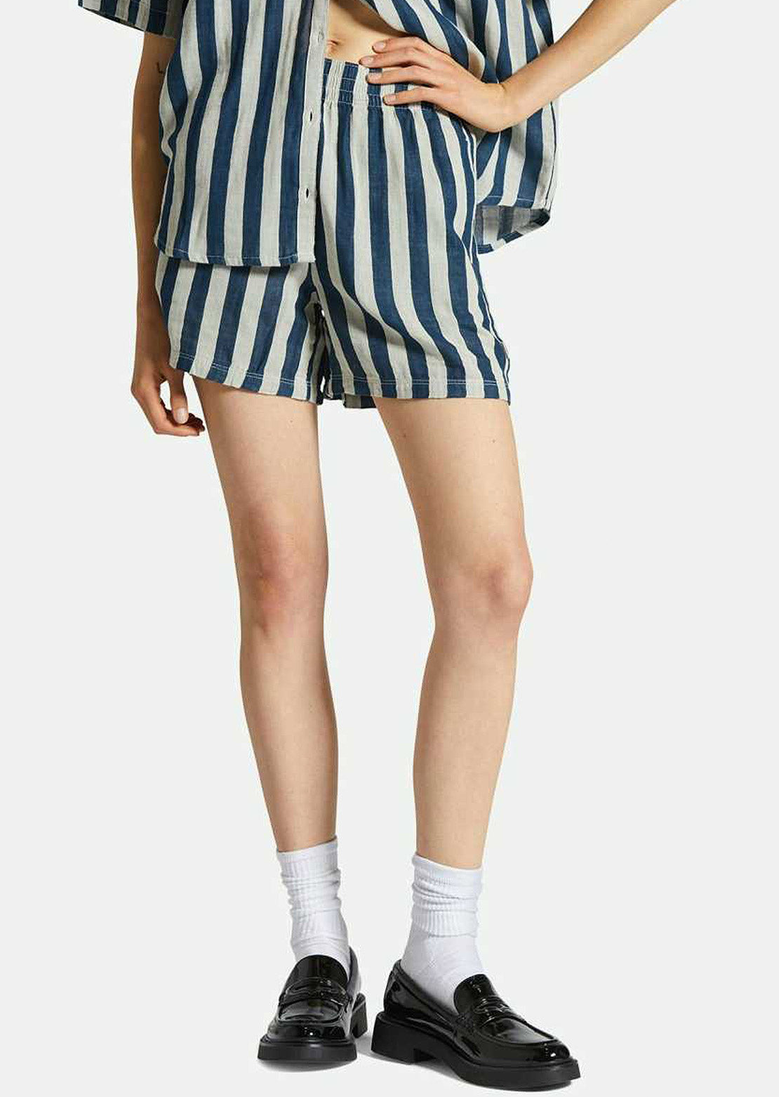 Brixton Women's Mykonos Stripe Boxer Shorts Deep Sea