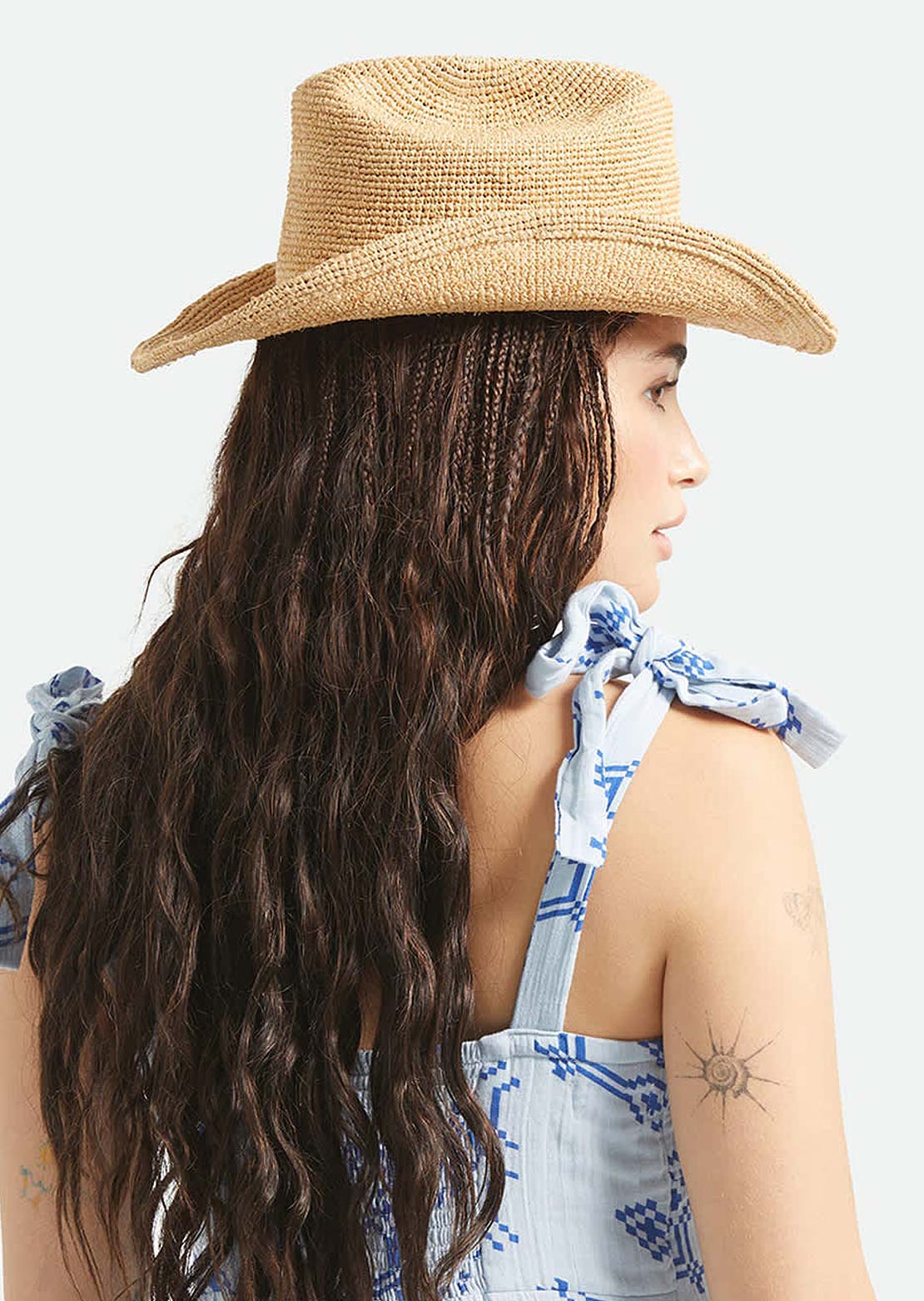 Brixton Women's Odessa Straw Packable Cowboy Hat Tan