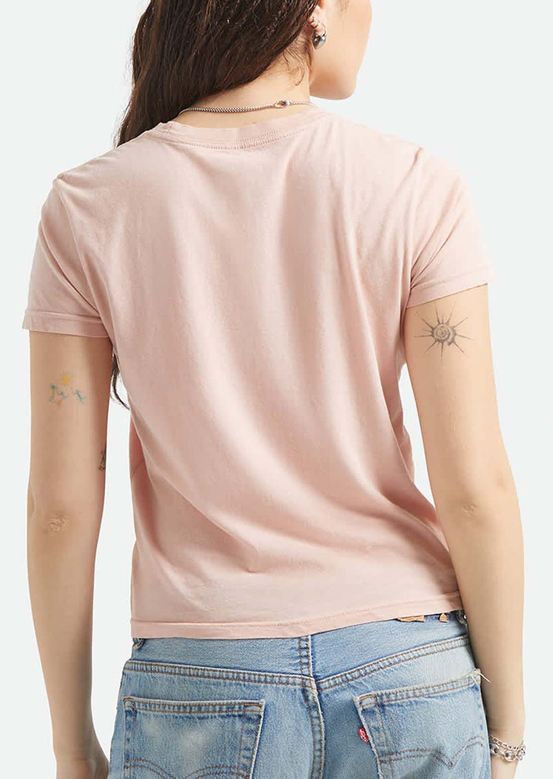 Brixton Women's Pony Club Slim Crew T-Shirt Silver Pink