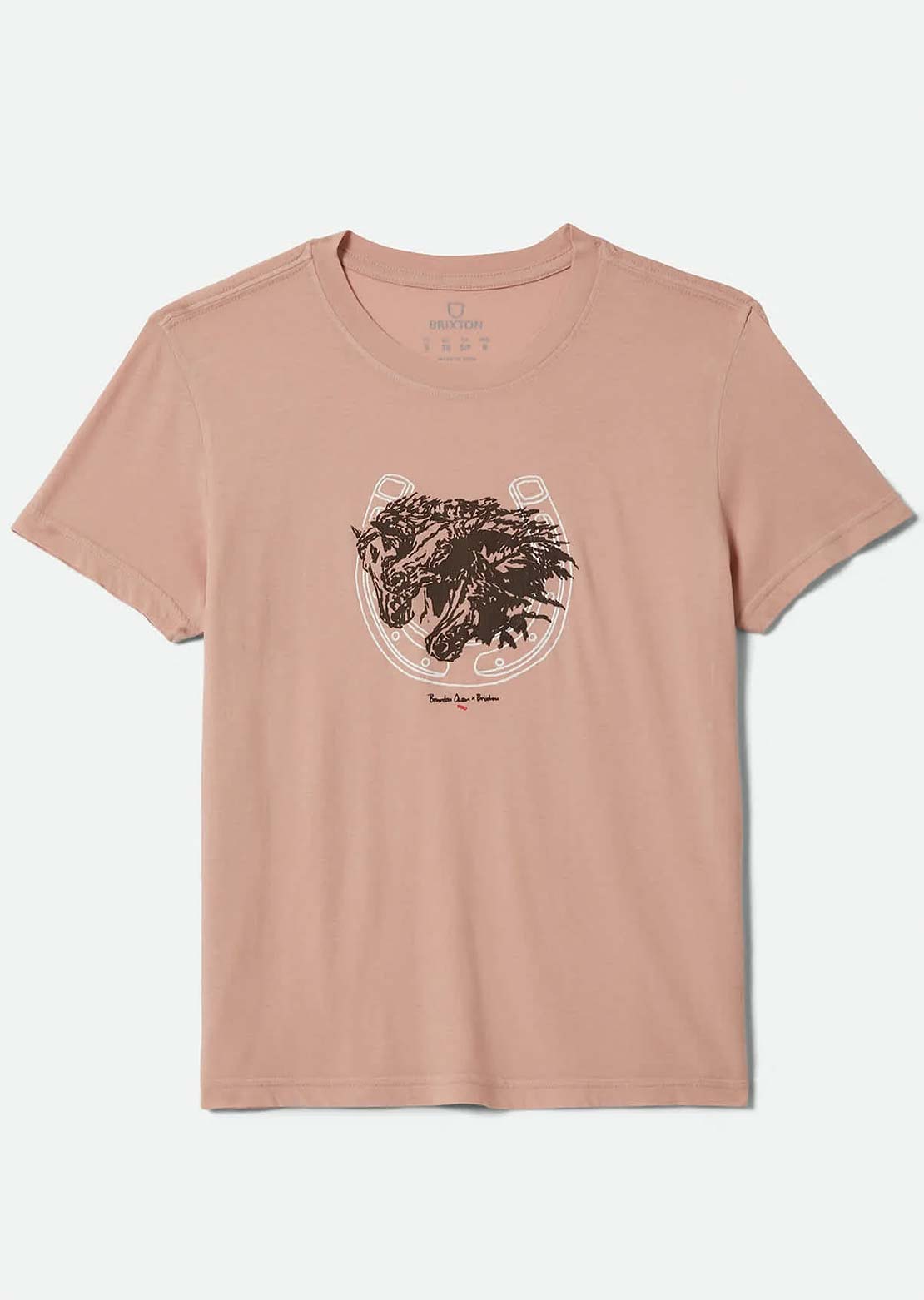 Brixton Women's Pony Club Slim Crew T-Shirt Silver Pink