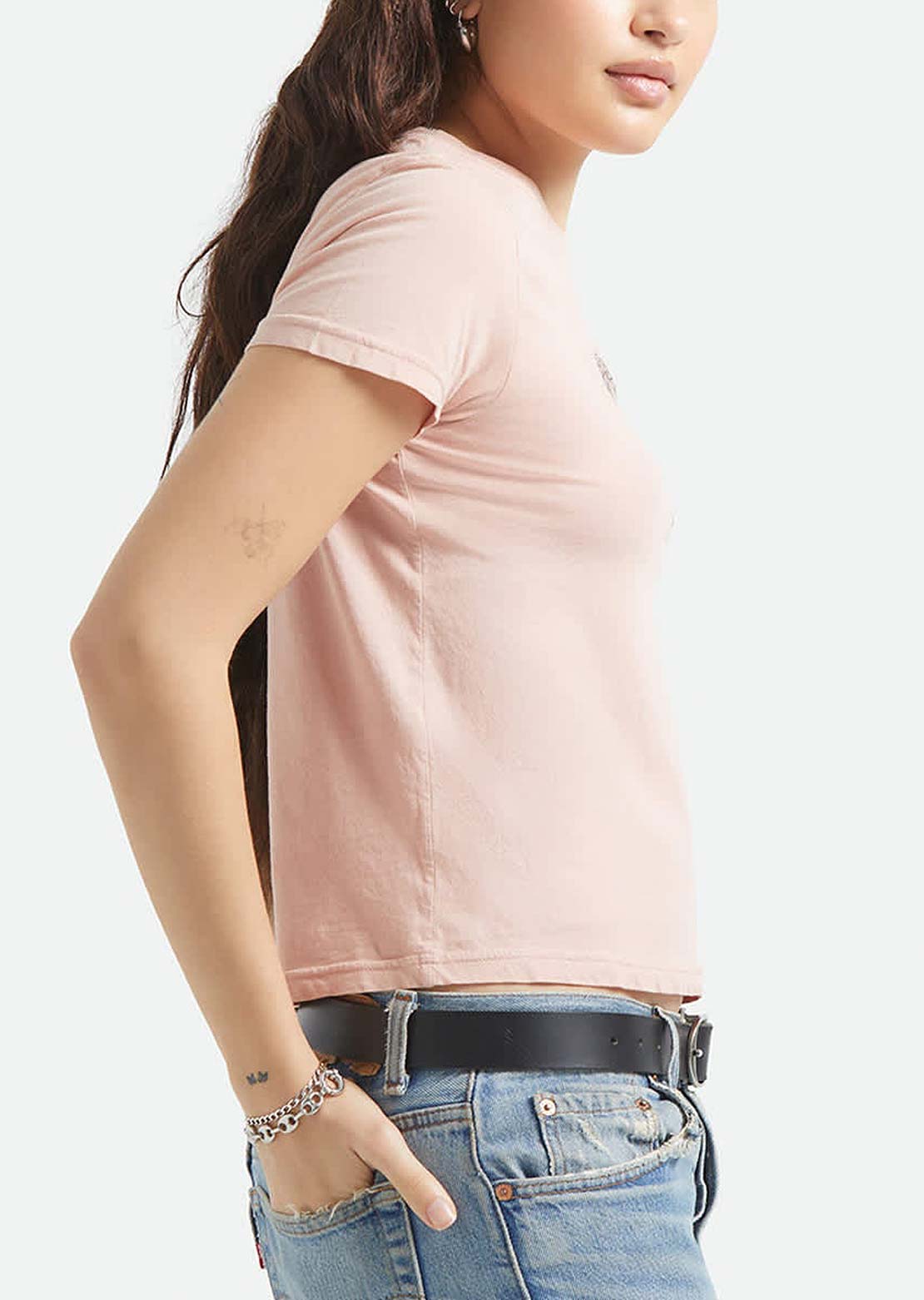Brixton Women's Pony Club Slim Crew T-Shirt Silver Pink