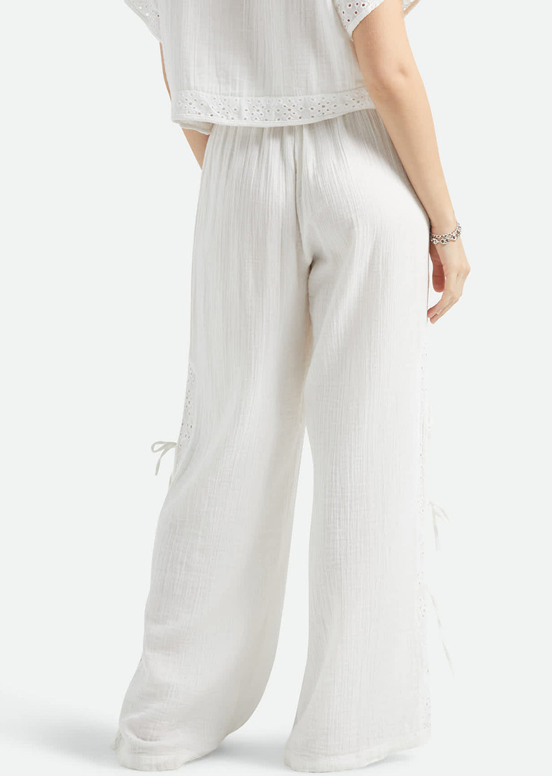 Brixton Women's Seaside Eyelet Wide Leg Pants Off White Eyelet