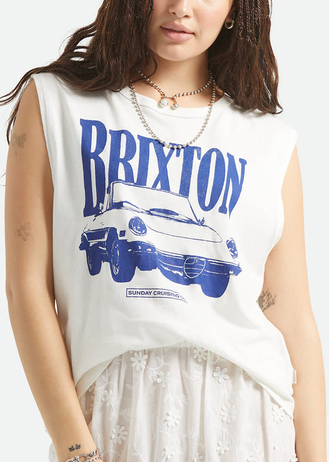 Brixton Women's Sunday Cruising Club Muscle Tank Vintage White