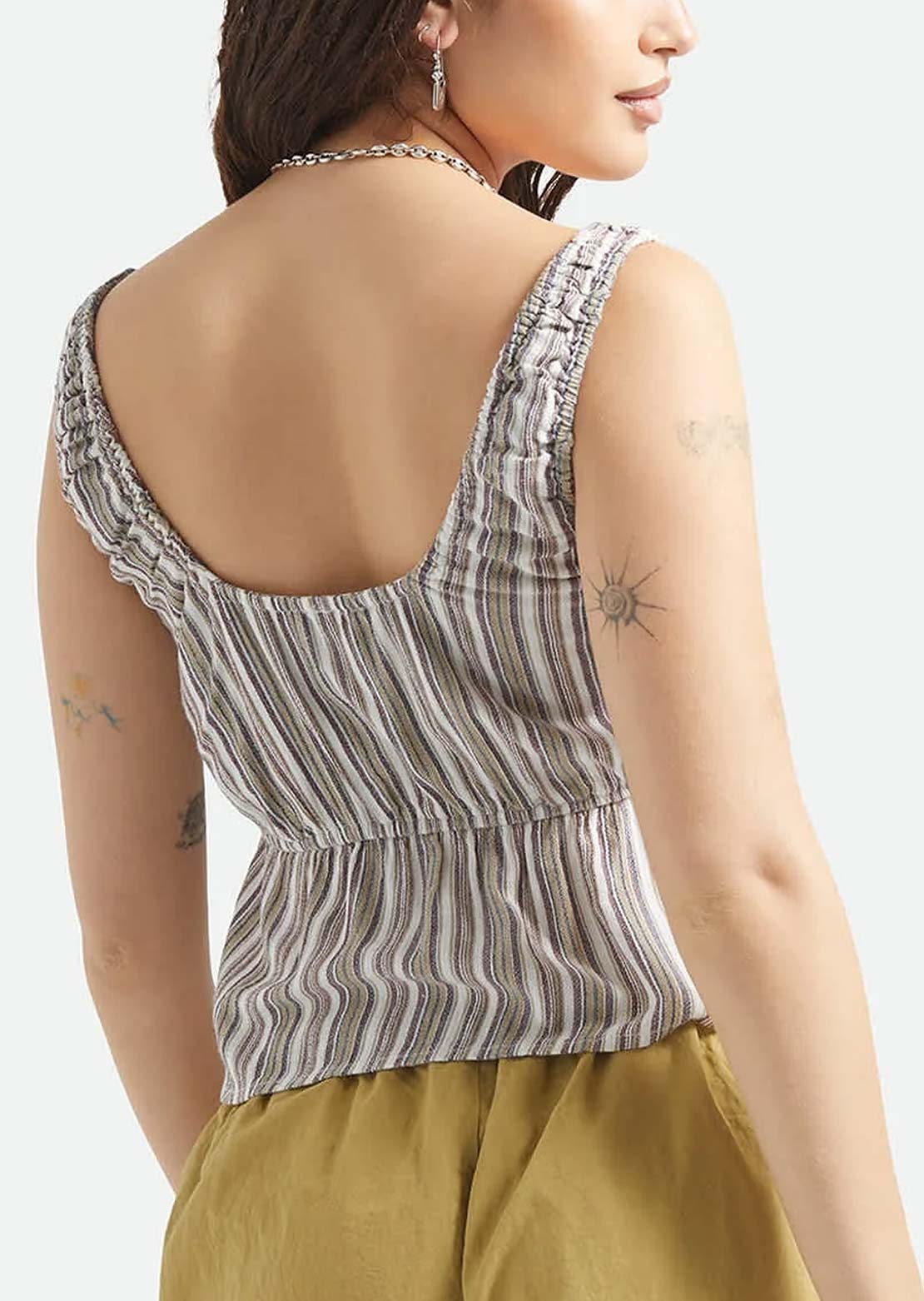 Brixton Women's The Abigail Tie Top Worn In Robust Red Stripe