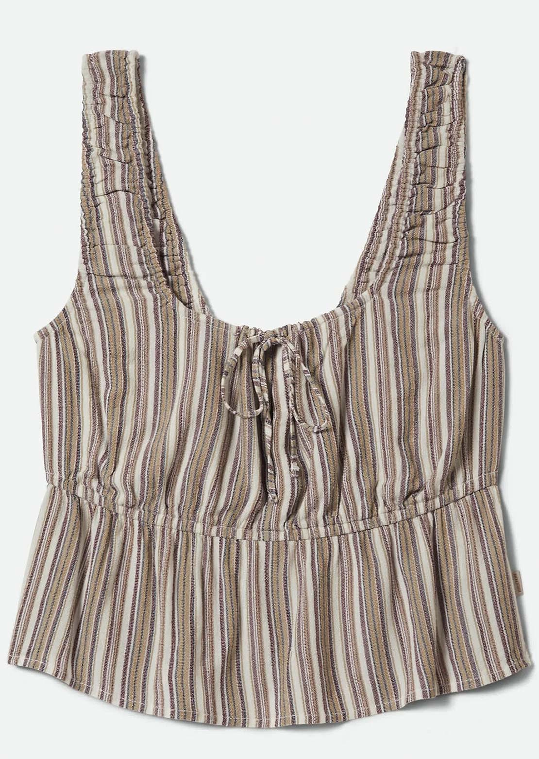 Brixton Women's The Abigail Tie Top Worn In Robust Red Stripe
