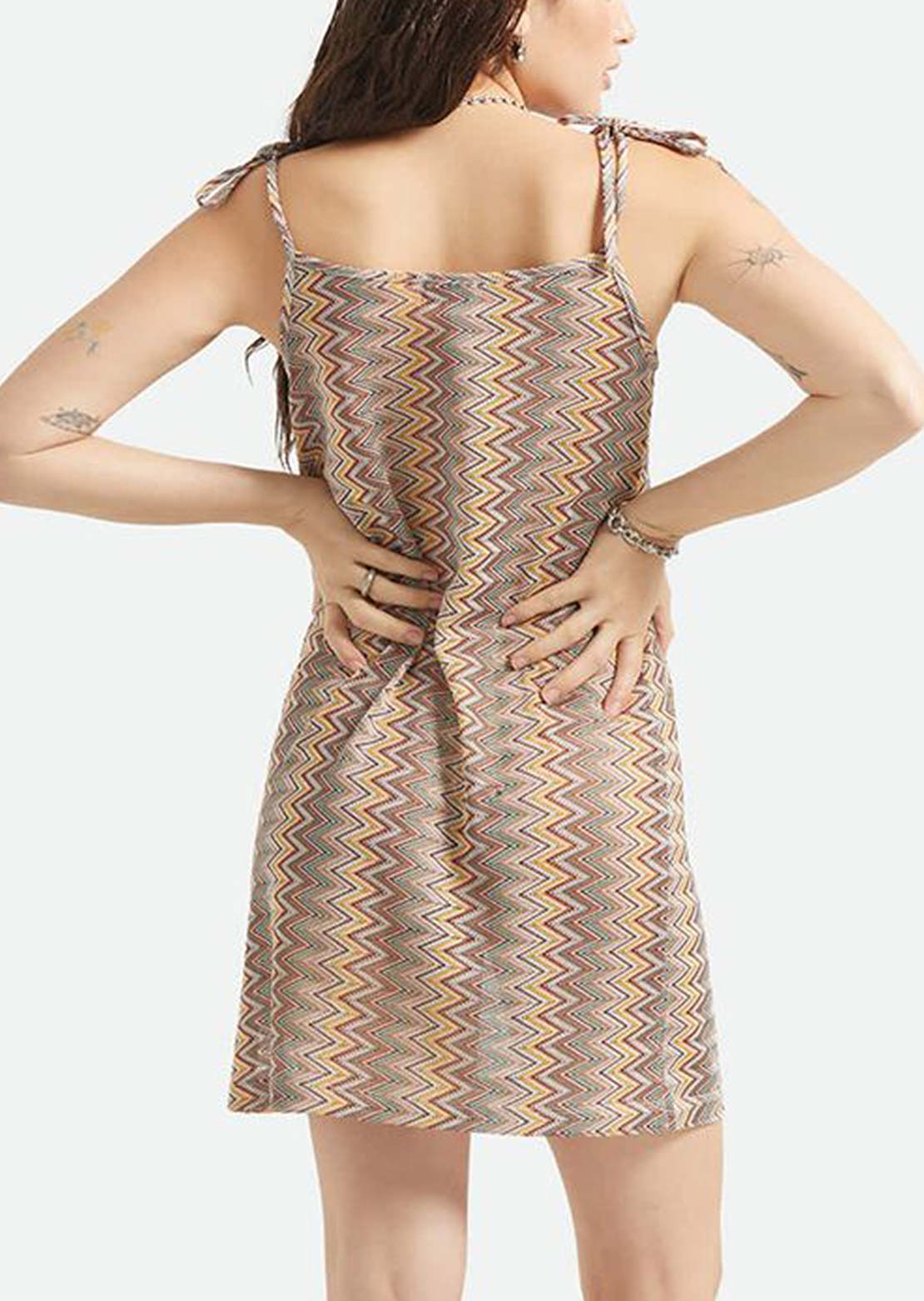 Brixton Women's The Cabana Mesh Tunic Dress Multi Color Zigzag
