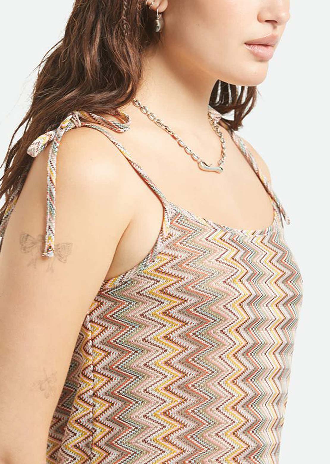 Brixton Women's The Cabana Mesh Tunic Dress Multi Color Zigzag