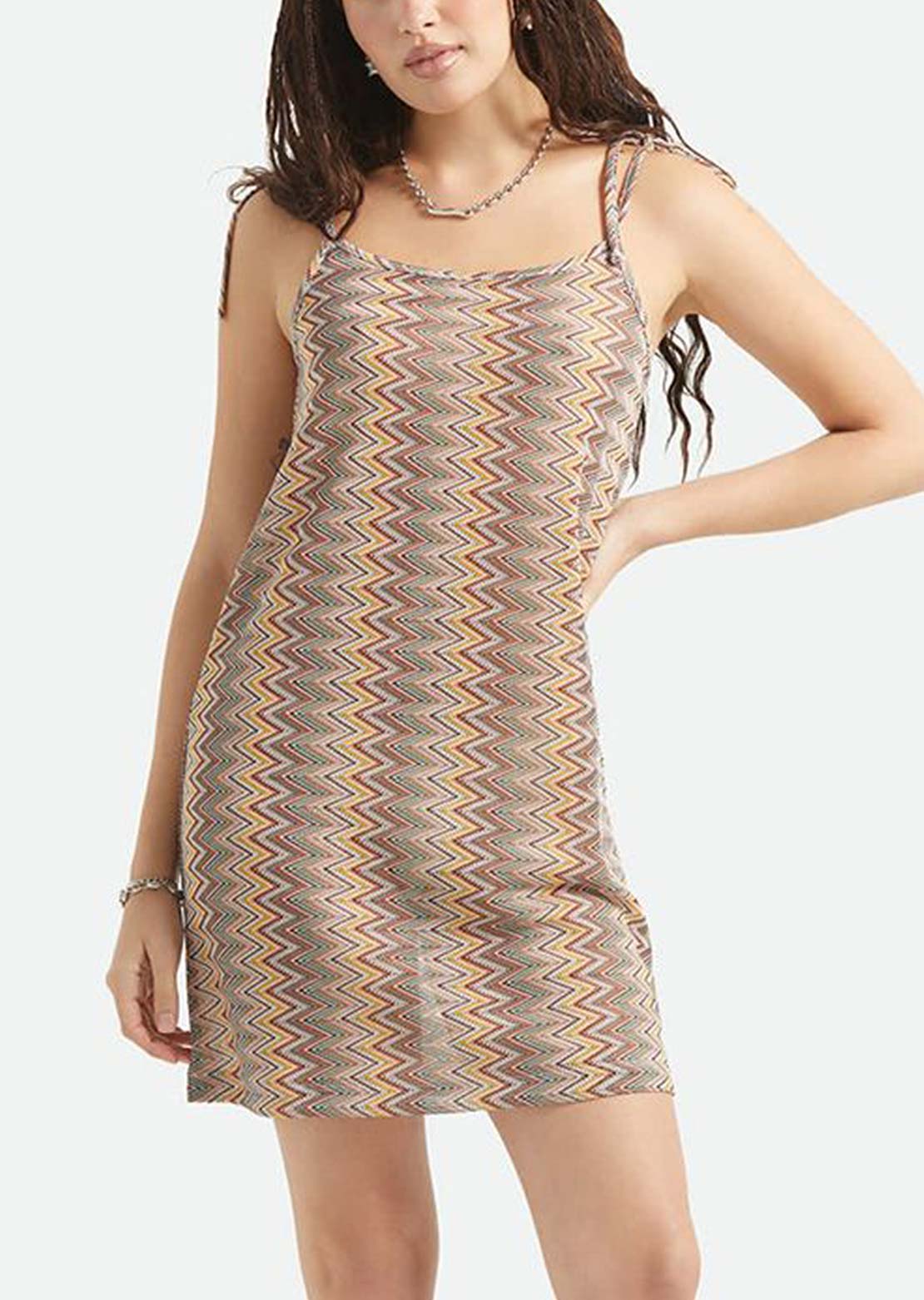Brixton Women's The Cabana Mesh Tunic Dress Multi Color Zigzag