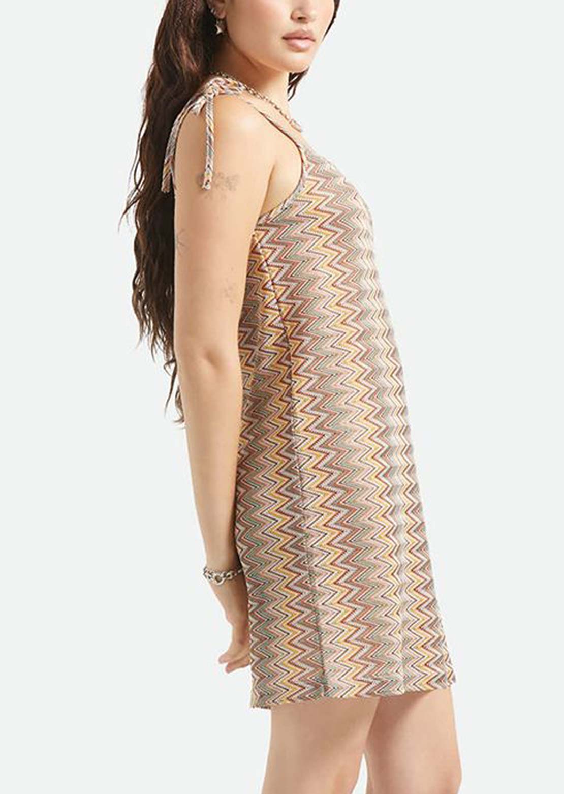 Brixton Women's The Cabana Mesh Tunic Dress Multi Color Zigzag