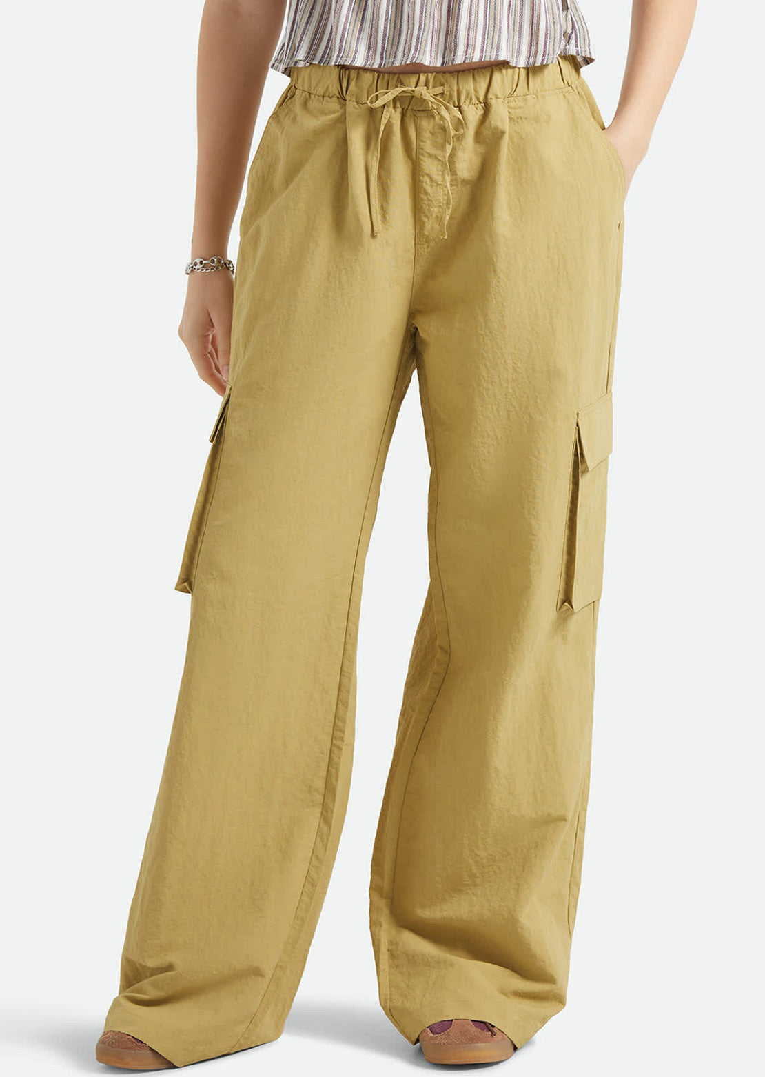 Brixton Women's The Jett Lw Cargo Wide Leg Pants Olive Stone