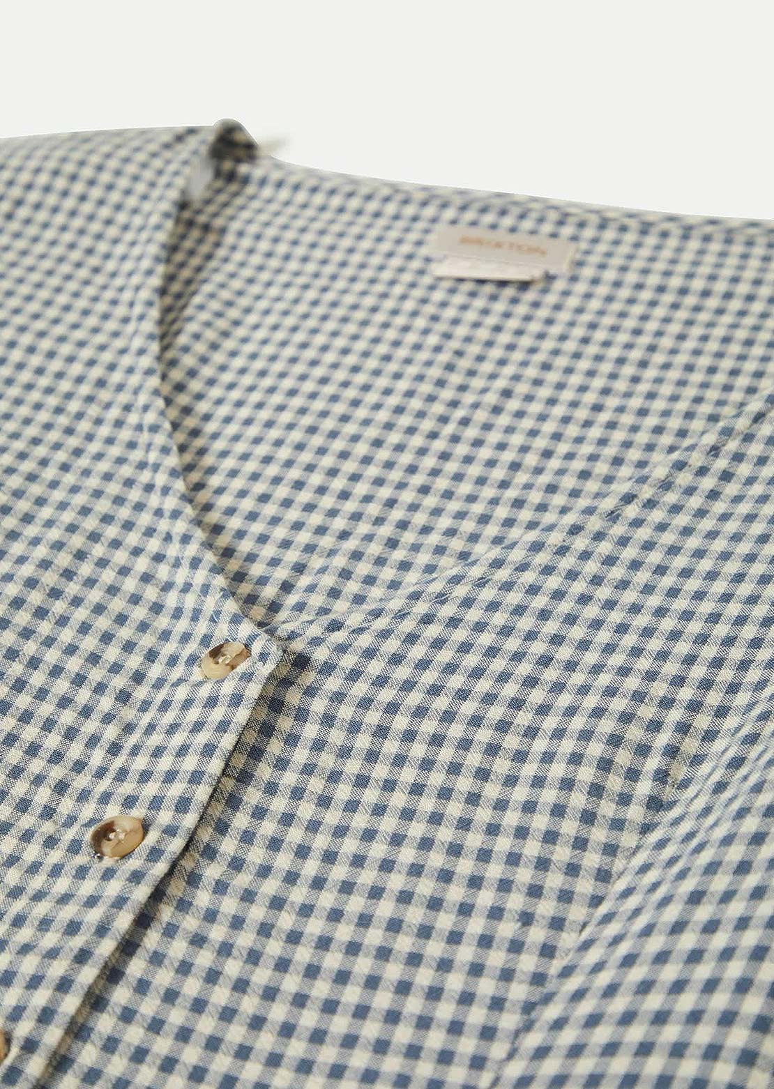 Brixton Women's the Meadow Blouse Azure Blue Gingham