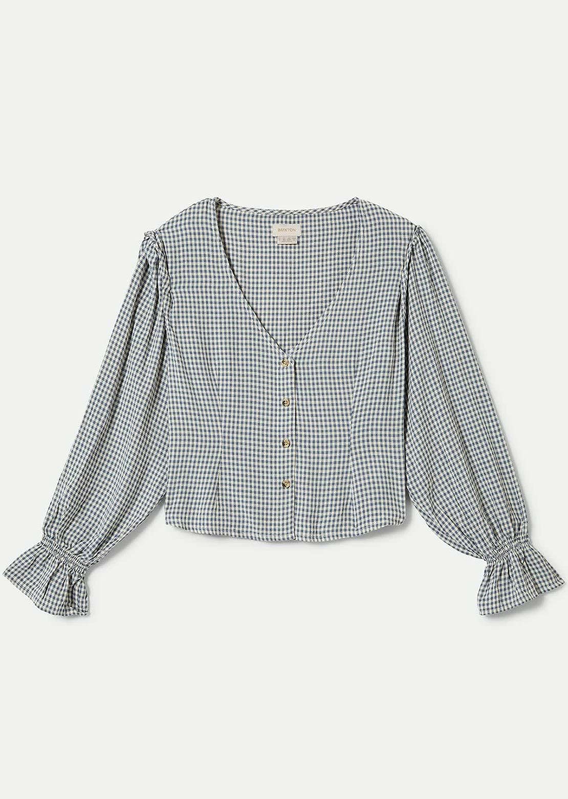 Brixton Women's the Meadow Blouse Azure Blue Gingham