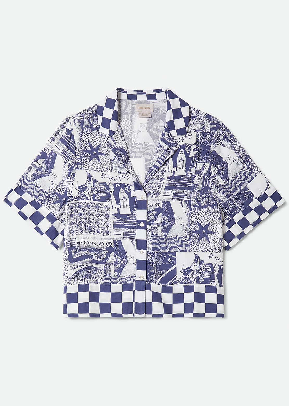 Brixton Women's The O Mar Button Up Shirt Navy/White Collage