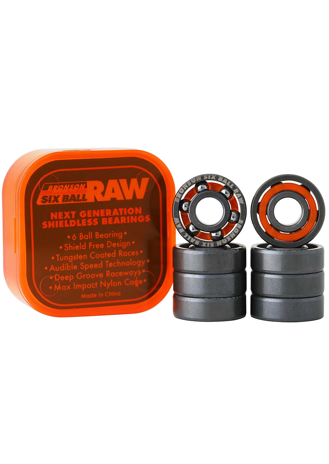 Bronson Unisex Raw 6-Ball Skateboard Bearings
