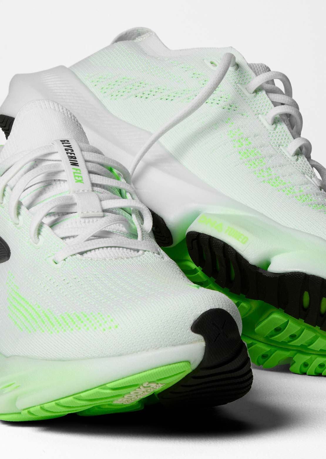 Brooks Men's Glycerin Flex Running Shoes White/Green Gecko/Phantom