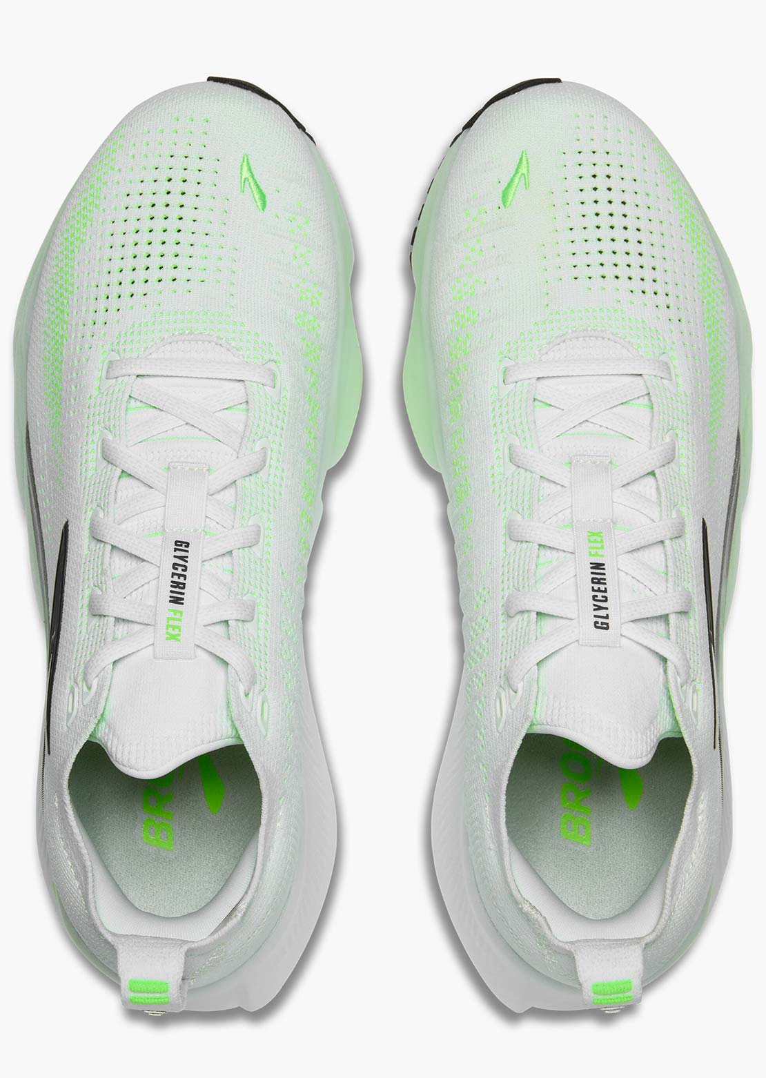 Brooks Men's Glycerin Flex Running Shoes White/Green Gecko/Phantom